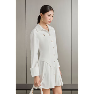 Vestido de Mujer al por Mayor, Estilo Casual y de Oficina, KV58, Lavable, Cuello Camisero, Mini, Nuevo, Vietnam IRIS, Vestido Camisero a Rayas para Mujer - Product Image 2