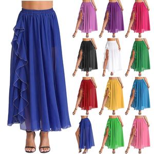 Jupe fluide en mousseline de soie pour femmes, costume de danse du ventre, pour fête à thème Cha-Cha, compétition de danse, spectacle sur scène, danse latine - Product Image 1