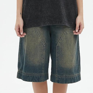 Shorts de Mezclilla con Lavado Ácido, Estilo Vintage, Corte Holgado, Algodón, Logotipo Personalizado OEM - Product Image 2