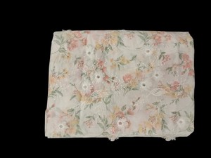 Hot Sale Luxe 3D Floral Applique Cotton Fabric– Delicate White Raised Flower Embroidery on Pastel Botanical Print Summer Dresses - Product Image 3