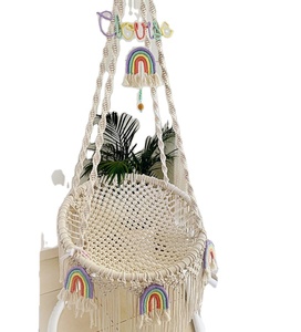 <b>Personalised</b> Name Swing Rope Baby Shower COTTON HANDMADE NATURAL Baby Swing Set Style Color Baby Bedside Sleeper - Product Image 1