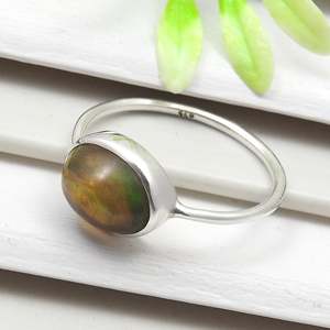 Oval Cut Natural Black <b>Opal</b> Gemstone Bohemian <b>Ring</b> In 925 Sterling Silver Wedding & Birthday Promise Band With Bezel Set Stone - Product Image 1