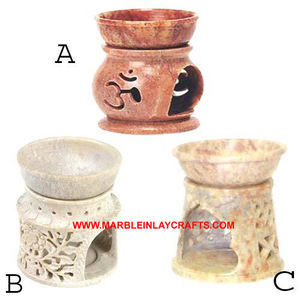 Lampe brûle-parfum en pierre ollaire naturelle sculptée, design indien haut de gamme, pour cadeaux d'entreprise et décoration intérieure, vente en gros - Product Image 6