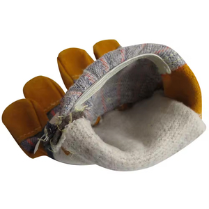 Gants de travail en cuir de vachette robuste avec paume en cuir double, gants de sécurité personnalisés imprimés pour usage industriel - Product Image 5