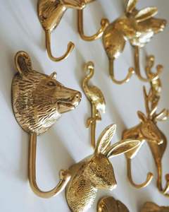 Ganchos de pared de latón fundido de diseño moderno al por mayor, colgadores decorativos para cocina y restaurante, organizadores de llaves para pared. - Product Image 2