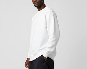 Sweat-shirt col rond oversize de marque pour homme, en coton 100%, blanc uni, de haute qualité, à manches longues, style designer - Product Image 4