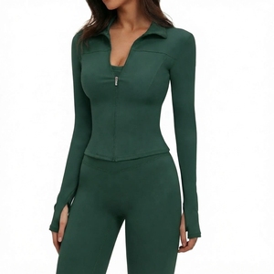 Ensemble de yoga 3 pièces en Spandex/Nylon, moulant, amincissant, séchage rapide, respirant, extensible dans quatre directions, taille haute, col en V - Product Image 1