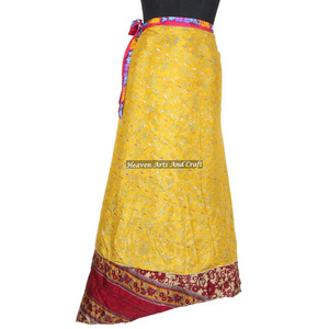 New Designer Pareo <b>Wrap</b> <b>Skirts</b> Rajasthani Jaipur Silk Sari Magic <b>Wrap</b> <b>Skirts</b> Indian Reversible Magic Sari Art Silk <b>Wrap</b> Around - Product Image 2
