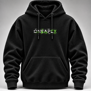 Sudadera con Capucha Negra Personalizada con Gráficos, Estilo Casual Urbano para Hombre, Sudadera con Capucha con Estampado de Texto Glitch, Ropa al por Mayor OEM ODM - Product Image 4