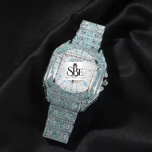 Reloj de Lujo para Hombre con Incrustaciones de Diamantes, Acero Inoxidable, Esfera Azul, Números Romanos, Cuarzo Analógico, 41mm, Cierre Desplegable - Product Image 1