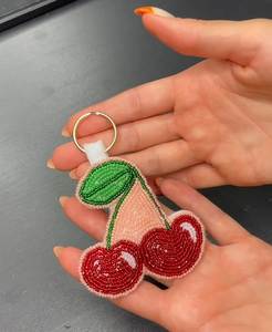 Exquisite Handmade Embroidery Beaded <b>Keychain</b> with Elegant Floral Artwork for Stylish Bag and Key Accessories - Product Image 1