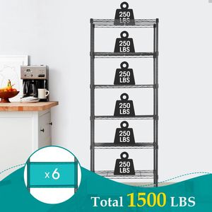 Adjustable Wire <b>Shelving</b> Unit 6-<b>Tier</b> or Two 3-<b>Tier</b> Configurations Black 13"D X 23"W X 59"H - Product Image 3