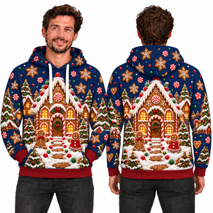 Men's Christmas Nutcracker Print Hooded Sweatshirt Regular Fit Casual Winter Pullover with Pocket Knitted Polyester Design - Product Image 2