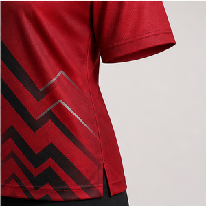 Custom Red Black Chevron Zigzag <b>Womens</b> Polo Shirt Quick Dry Breathable Short Sleeve Performance <b>Golf</b> <b>Club</b> Team Uniform WPS-0884 - Product Image 6