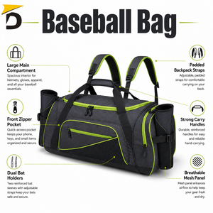Bolsa de Béisbol Profesional de Alta Calidad que Ofrece Almacenamiento Transpirable y una Organización Conveniente para Pelotas y Equipo de Entrenamiento - Product Image 6