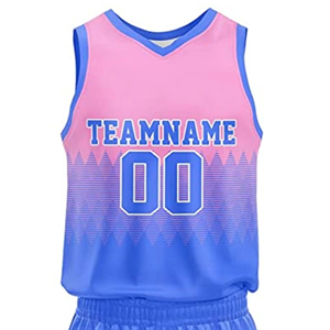 Camiseta de Baloncesto Sublimada Personalizada, Degradado Rosa y Azul, Cuello en V, Sin Mangas, Secado Rápido, Poliéster, Uniforme de Equipo, Unisex para Adultos - Product Image 3
