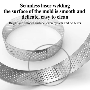 แหวนทาร์ตหกเหลี่ยมทำจากสเตนเลสสตีลแบบมีรูพรุนอุปกรณ์อบเค้กมูสเค้กทาร์ตแบบมีรูพรุน - Product Image 4