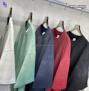 T-shirt à manches courtes rétro vintage lavé à l'acide DTGDTF personnalisé 250GSM poids lourd surdimensionné teinture par pulvérisation faire de vieux hommes T-shirt - Product Image 2
