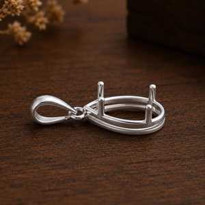 Pendentif en argent sterling 925 en forme de poire, serti de 4 griffes, semi-monture, pendentif goutte d'eau, support vide pour pierre précieuse, fabrication de bijoux personnalisés - Product Image 5