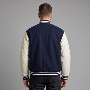 New Trendy Lettermen Bomber <b>Jacket</b> 100% Wool/Polyester/Cotton Canvas Casual Winter Front Logo Customizable Fabric <b>Fleece</b> <b>Lining</b> - Product Image 2