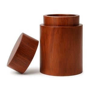 Tarro Redondo de Bambú para Almacenamiento de Uso Industrial con Tapa para Gelatina, Acabado en Madera Natural - Product Image 2