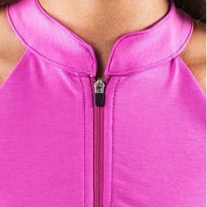 Hot Pink Women's Quarter Zip Halter Performance <b>Crop</b> <b>Top</b> Moisture Wicking Workout <b>Top</b> for Exercise Gym Yoga Fitness Running - Product Image 6