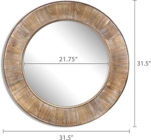 Rustic Round Wooden Wall <b>Mirror</b> for Bathroom Farmhouse Home Decor - Product Image 3