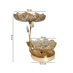 Elegante Juego de Tazones Decorativos de Vidrio de 2 Niveles con Base de Metal y Detalles de Cristal, Perfecto para Centro de Mesa y Decoración de Mesa - Product Image 5