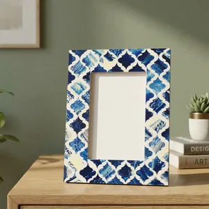 Premium Wooden Blue Photo Frame | Decorative <b>Picture</b> Frame with Tabletop Stand <b>for</b> Home Office Bedroom <b>Living</b> <b>Room</b> Decor - Product Image 4