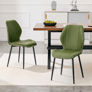4 set di sedie da pranzo retrò in PU verde oliva con cuscino spazioso e confortevole, disponibili in più colori, in metallo nero - Product Image 1