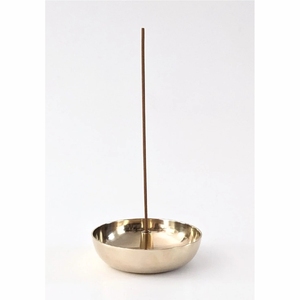 Porte-encens moderne en métal doré, bol rond, attrape-cendres, support minimaliste pour encens de méditation, décoration - Product Image 1
