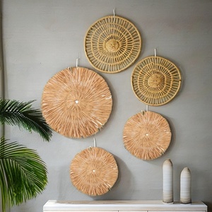 Venta al por mayor conjunto de 3 tejido de algas marinas decoración de pared estilo bohemio de paja decoración colgante de pared de Vietnam para la decoración del hogar - Product Image 1