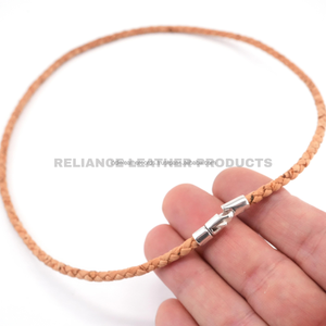 4mm Natural Color Jewelry Making Bolo <b>Braided</b> Leather <b>Cord</b> Round <b>Braided</b> Leather <b>Cord</b> for Bracelet Craft - Product Image 1