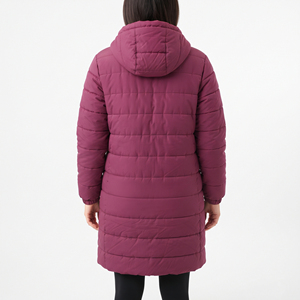 Manteau d'hiver long matelassé léger à capuche pour femme, doudoune mi-longue chaude et élégante, vêtement d'extérieur tendance - Product Image 6