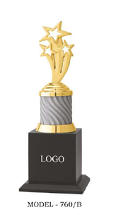 Trophée étoile avec finition plaquée or et colonne grise, modèle 760 A B C, pour sports et jeux, gravure, impression UV, durable - Product Image 6