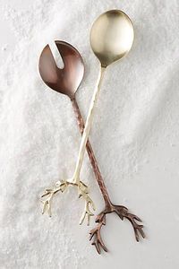 Nouvel arrivage : Ensemble de cuillères à salade avec manche en forme de branche, en acier inoxydable, vaisselle décorative de luxe - Product Image 1