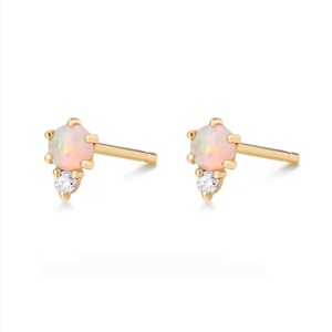 ZAWO HOUSE Jewelry Brass Modern Women Diamond <b>Opal</b> <b>Stud</b> <b>Earrings</b> - Product Image 4