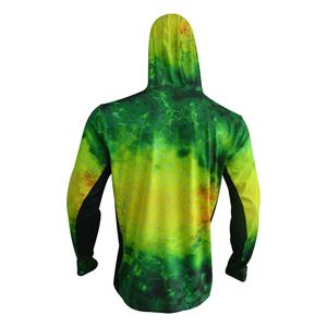 Camisa de Pesca con Capucha de Manga Larga para Hombre, Estampado de Secado Rápido UPF 50, Top Deportivo para Exteriores, Patrón Verde y Amarillo - Product Image 5