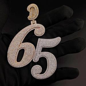 Pendentif personnalisé en moissanite VVS avec lettre, style hip-hop, serti de pierres, coupe brillante ronde 3D, chaîne de luxe en argent 925, bijoux fins pour hommes - Product Image 3