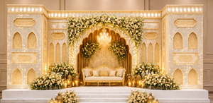 Panel Decorativo Jhronka Ligero y Personalizable para Escenario de Nikah, Marcos de Madera Premium para Escenario de Boda Dorado - Product Image 5