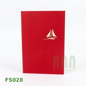 Cartes de vœux 3D pop-up personnalisées de haute qualité, style bateau, à deux cartes, découpées, faites à la main en papier, pour Thanksgiving, remerciements, cadeau - Product Image 5