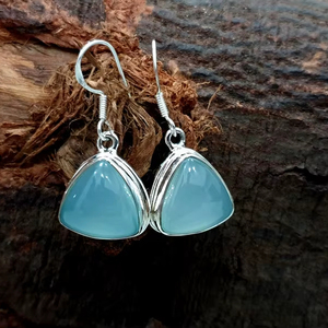 Chalcedony Earrings 925 <b>Solid</b> <b>Silver</b> Natural Gemstone Handmade Jewelry Elegant Gift For Women - Product Image 1