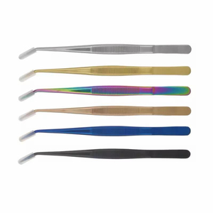 Pinzas de Cocina Metálicas Coloridas, Juego de 12 Piezas, Punta Curva, Antideslizantes, Utensilios de Acero Inoxidable para Emplatado Culinario, Repostería y Decoración - Product Image 6