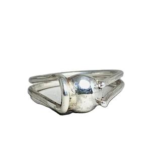 Anillos de dedo finos de Plata de Ley 925, abalorio de bola de plata geométrica a la moda, joyería minimalista para fiestas - Product Image 1