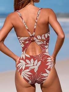 ชุดว่ายน้ำคอวีพิมพ์ลายตามสั่ง ดรอปชิปปิ้ง เสื้อผ้าผู้หญิง ชุดชายหาดฤดูร้อน - Product Image 4