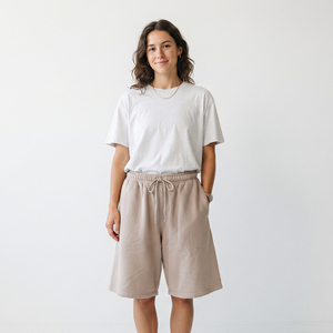 Women's Cotton <b>Bermuda</b> <b>Shorts</b> With Drawstring Waist Loose Fit Casual Knitted BaggyOversize Fleece Sweat <b>Shorts</b> <b>Ladies</b> - Product Image 1