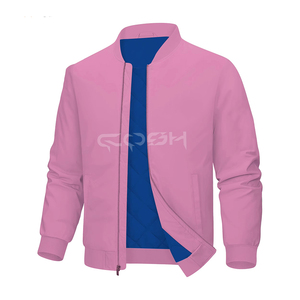 แจ็คเก็ตบอมเบอร์ผ้าซาตินสีชมพูสำหรับผู้ชายและผู้หญิง - Product Image 6