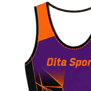 <b>Purple</b> and Orange Rowing Champ <b>Suit</b> <b>Mens</b> Sleeveless Competition Uniform Performance Racing Singlet Custom Wholesale Team Sports - Product Image 5