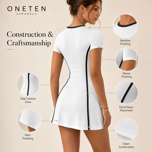 Custom Logo Women's Contrast Panel Mini <b>Dress</b> <b>Short</b> Sleeve Stretch Fitted Casual Sportswear <b>Dress</b> OEM Supplier - Product Image 4