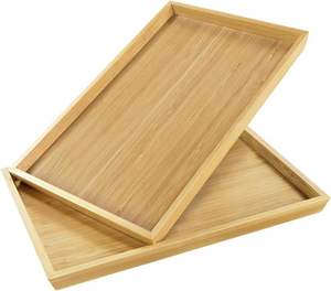 Plateau de service rectangulaire en chêne d'acacia à rebord surélevé sans poignée, style minimaliste, pour hôtel, café, présentation, OEM personnalisé, Vietnam - Product Image 3